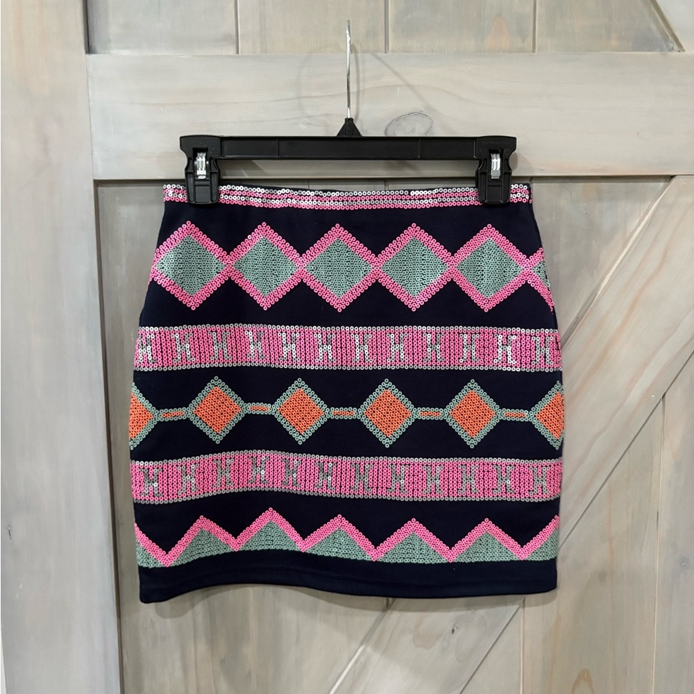 Blue Rain Sequin Mini Skirt